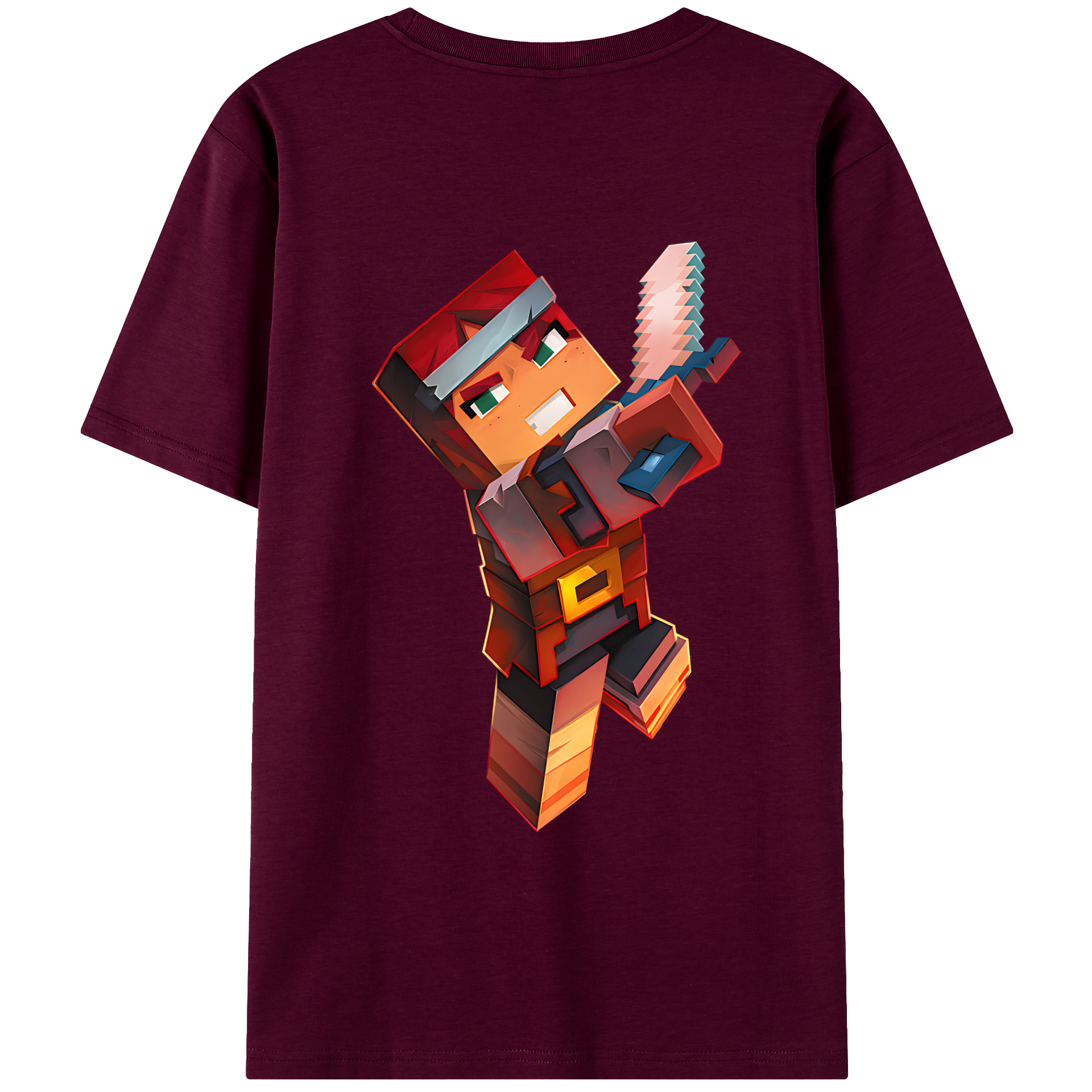 （画像用） マインクラフト ブロックの世界 Minecraft MC Block world レディース半袖Tシャツ(バックプリント)